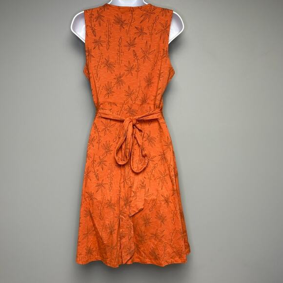Toad & Co Poppy Floral Cue Faux Wrap Orange Boho Sleeveless Dress Womens Sz M - Picture 2 of 4